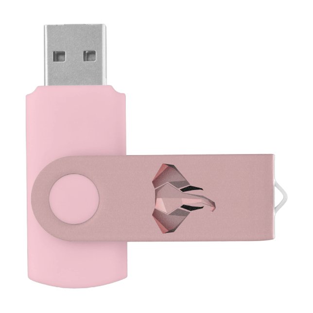Simple Shapes Geometrics Elephant Head  Flash Drive (Opened)