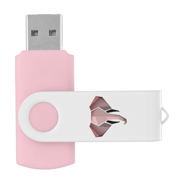 Simple Shapes Geometrics Elephant Head  Flash Drive (Opened)
