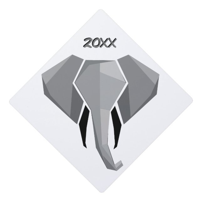 Simple Shapes Geometrics Elephant Head  Graduation Cap Topper (Front)