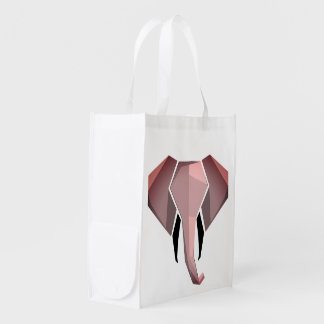 Simple Shapes Geometrics Elephant Head  Grocery Bag
