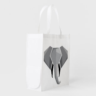 Simple Shapes Geometrics Elephant Head  Grocery Bag