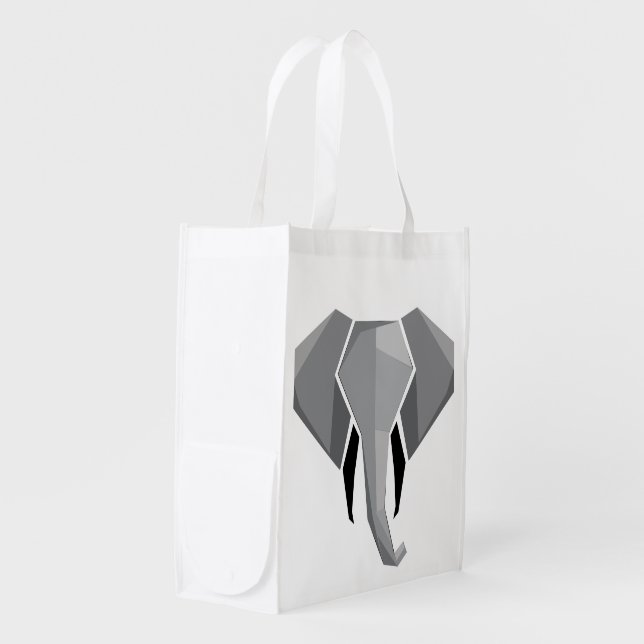 Simple Shapes Geometrics Elephant Head  Grocery Bag (Front Side)