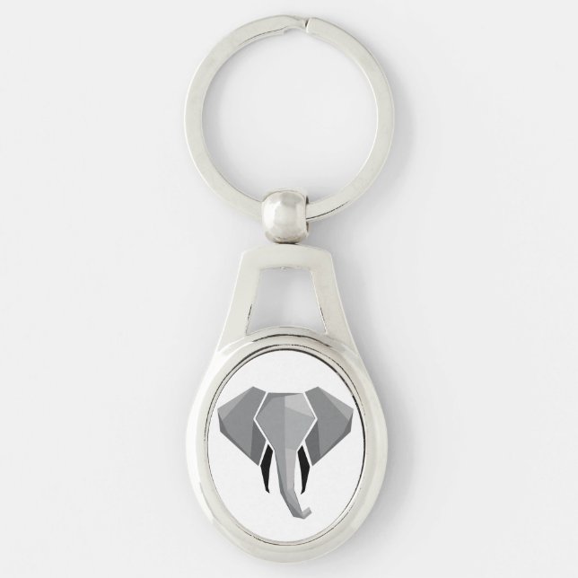 Simple Shapes Geometrics Elephant Head  Keychain (Front)
