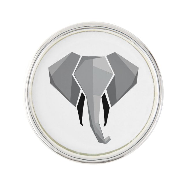 Simple Shapes Geometrics Elephant Head  Lapel Pin (Front)