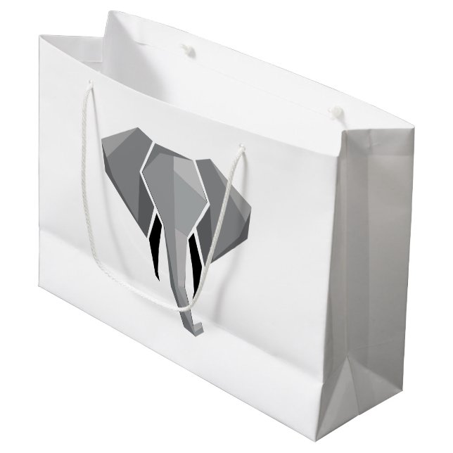 Simple Shapes Geometrics Elephant Head  Large Gift Bag (Front Angled)