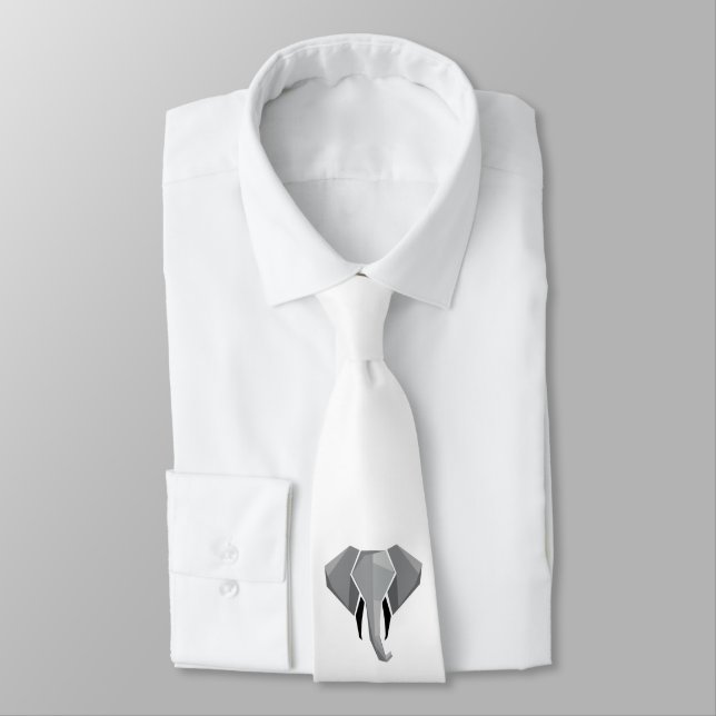 Simple Shapes Geometrics Elephant Head  Neck Tie (Tied)
