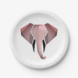 Simple Shapes Geometrics Elephant Head  Paper Plates