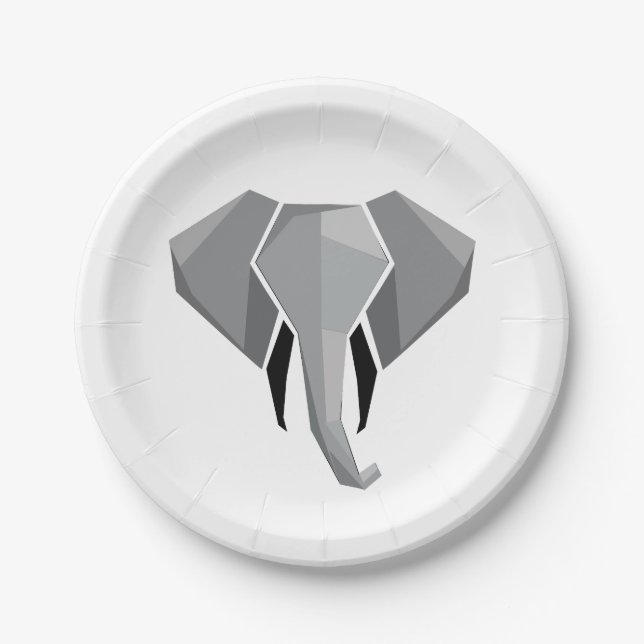 Simple Shapes Geometrics Elephant Head  Paper Plates (Front)
