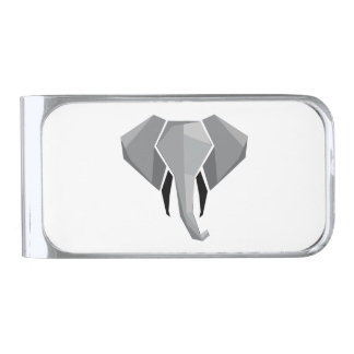 Simple Shapes Geometrics Elephant Head Silver Finish Money Clip