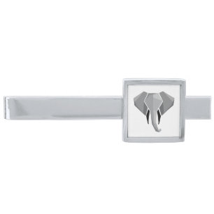 Simple Shapes Geometrics Elephant Head  Silver Finish Tie Bar
