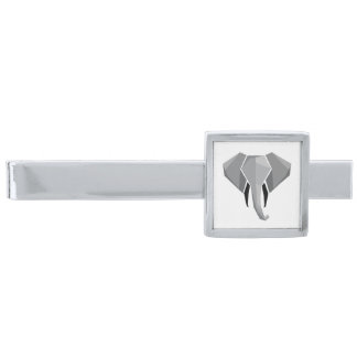 Simple Shapes Geometrics Elephant Head Silver Finish Tie Bar