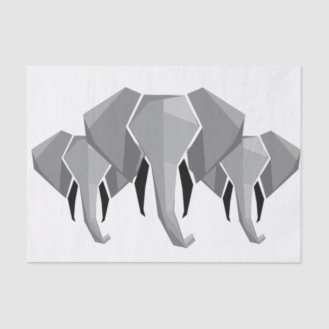 Simple Shapes Geometrics Elephant Head  Tissue Paper (Front)
