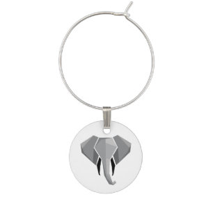Simple Shapes Geometrics Elephant Head Wine Charm