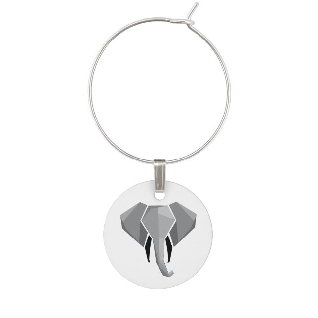 Simple Shapes Geometrics Elephant Head  Wine Charm (Front)