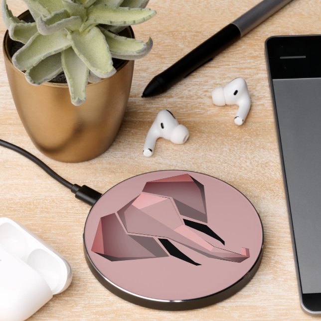 Simple Shapes Geometrics Elephant Head  Wireless Charger (Desk 2)