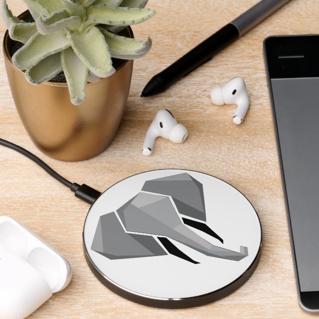 Simple Shapes Geometrics Elephant Head  Wireless Charger (Desk 2)