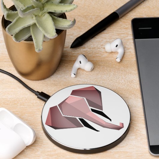 Simple Shapes Geometrics Elephant Head  Wireless Charger (Desk 2)