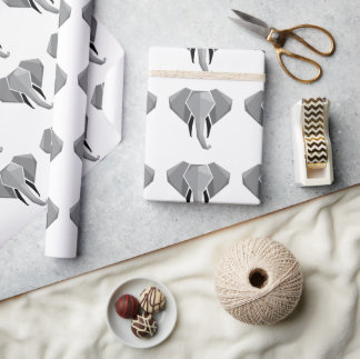 Simple Shapes Geometrics Elephant Head  Wrapping Paper