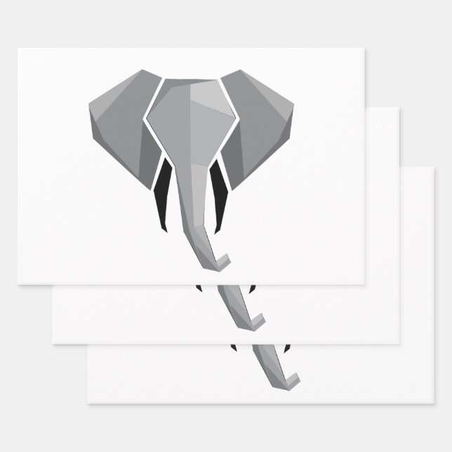 Simple Shapes Geometrics Elephant Head  Wrapping Paper Sheets (Set)