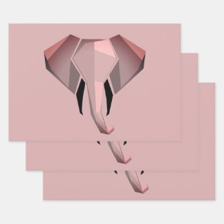 Simple Shapes Geometrics Elephant Head  Wrapping Paper Sheets