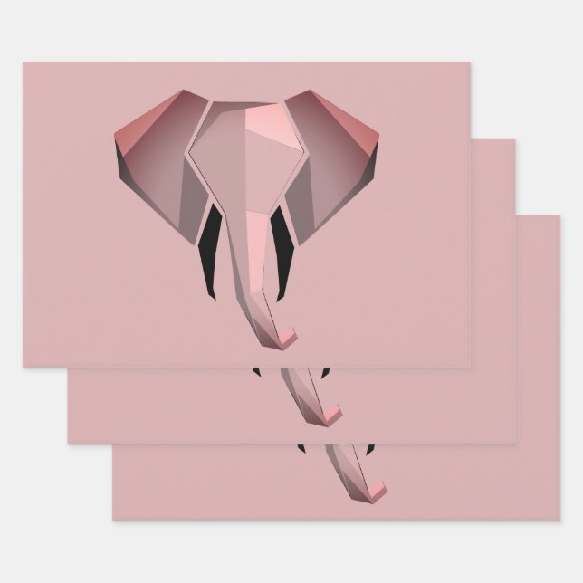 Simple Shapes Geometrics Elephant Head  Wrapping Paper Sheets (Set)