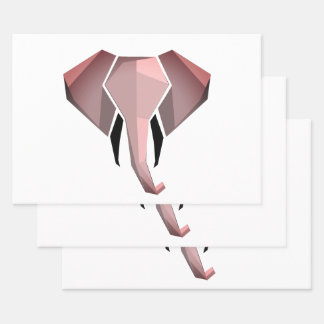 Simple Shapes Geometrics Elephant Head  Wrapping Paper Sheets