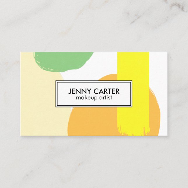 Simple Shapes Minimalist Cool Green Gold Business Card (Front)