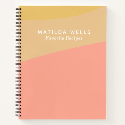 Simple Shapes Pastel Coral Custom Name Recipe Notebook