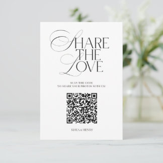 Simple Share the Love Wedding QR Code Card