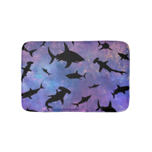 Simple shark fish jaws whale ocean galaxy pattern bath mat