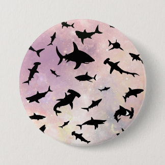 Simple shark fish jaws whale ocean galaxy pattern button