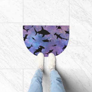 Simple shark fish jaws whale ocean galaxy pattern doormat