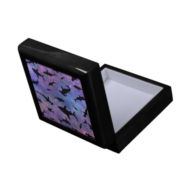 Simple shark fish jaws whale ocean galaxy pattern gift box (Back Open)