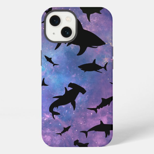 Simple shark fish jaws whale ocean galaxy pattern iphone case (Back)
