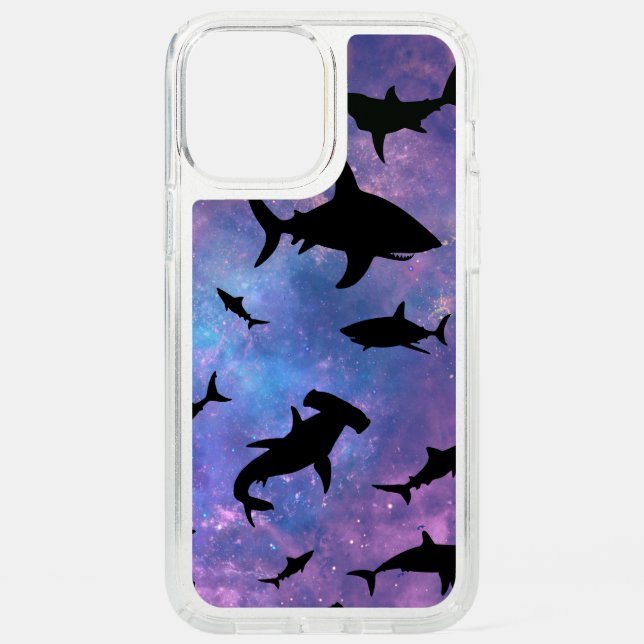Simple shark fish jaws whale ocean galaxy pattern speck iPhone 12 pro max case (Front)