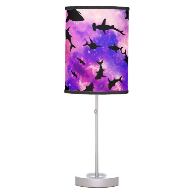 Simple shark fish jaws whale ocean galaxy pattern table lamp (Front)