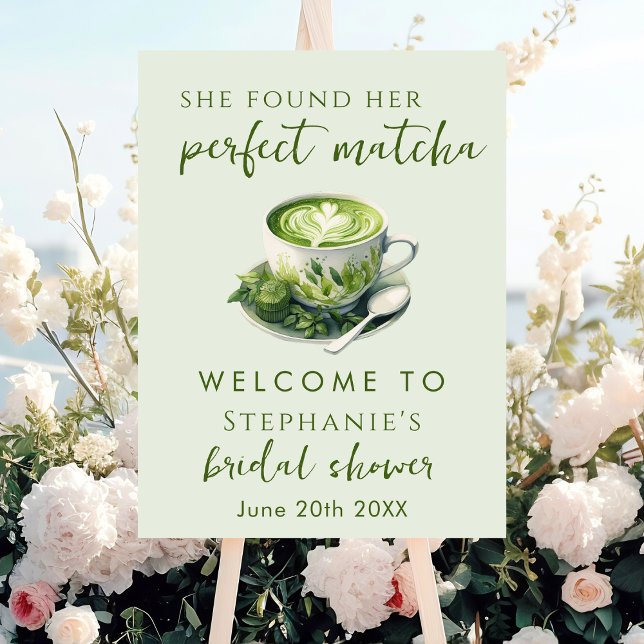 Simple She Found Her Perfect Matcha Bridal Shower Foam Board (Creator Uploaded)