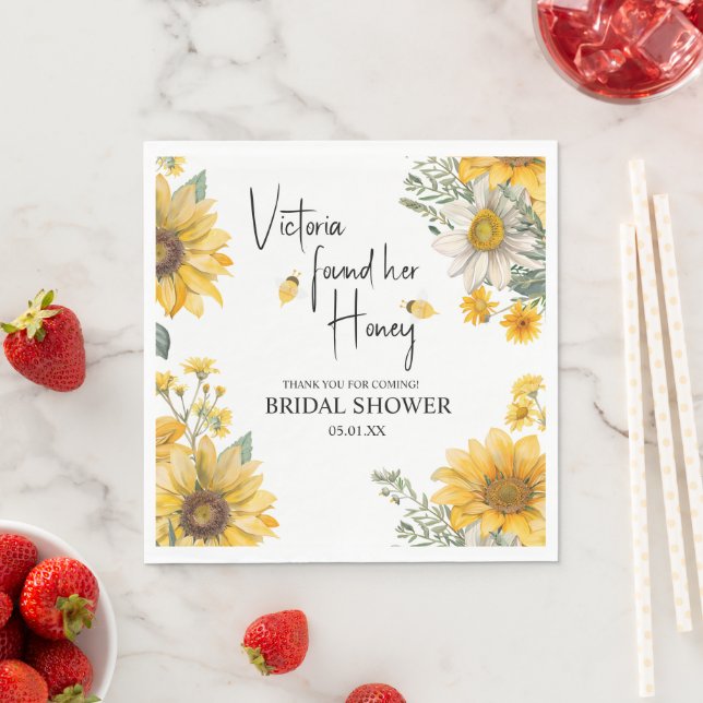 Simple She’s Found Her Honey Bee Bridal Shower Napkins (Insitu)