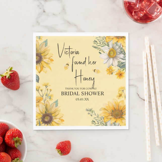 Simple She’s Found Her Honey Bee Bridal Shower Napkins (Insitu)