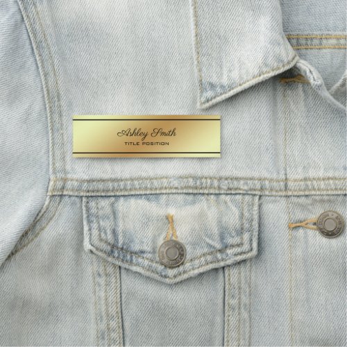 Simple Shiny Gold Background Name Tag