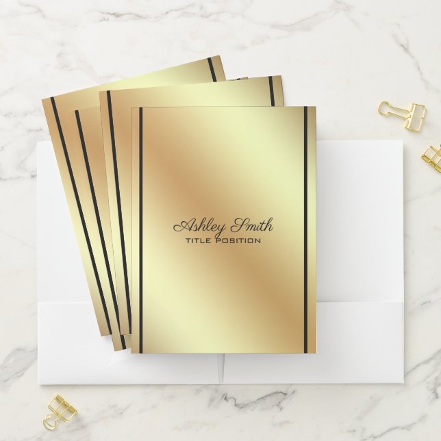 Simple Shiny Gold Pocket Folder (In Situ)