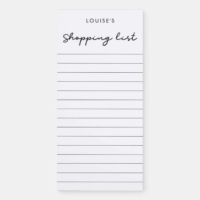 Simple Shopping list Magnetic Notepad (Front)