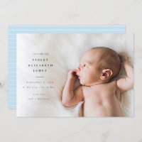 Simple Side Birth Announcement Blue