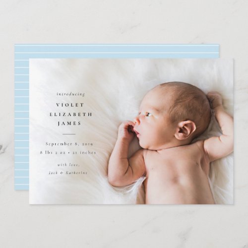Simple Side Birth Announcement Blue