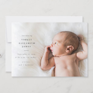 Simple Side Birth Announcement Purple Lilac