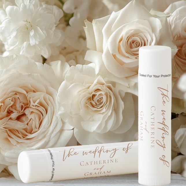 Simple Sienna Brown Typography Wedding Favor Lip Balm (Creator Uploaded)