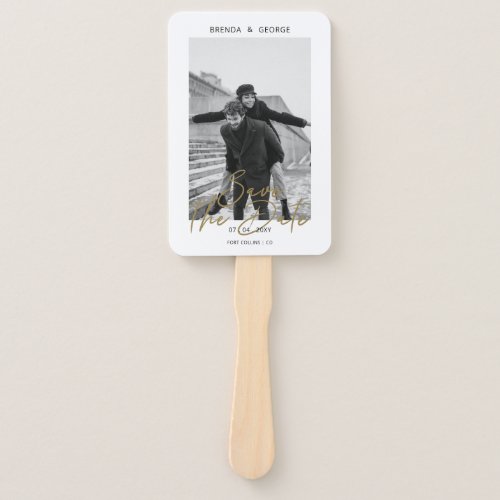 Simple Signature Minimalist Photo Save the Date Hand Fan