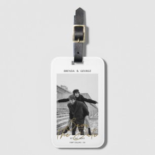 Simple Signature Minimalist Photo Save the Date Luggage Tag