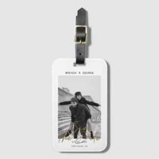 Simple Signature Minimalist Photo Save the Date Luggage Tag