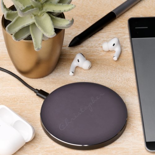Simple Signature on Mottled Dusty Plum Wireless Charger